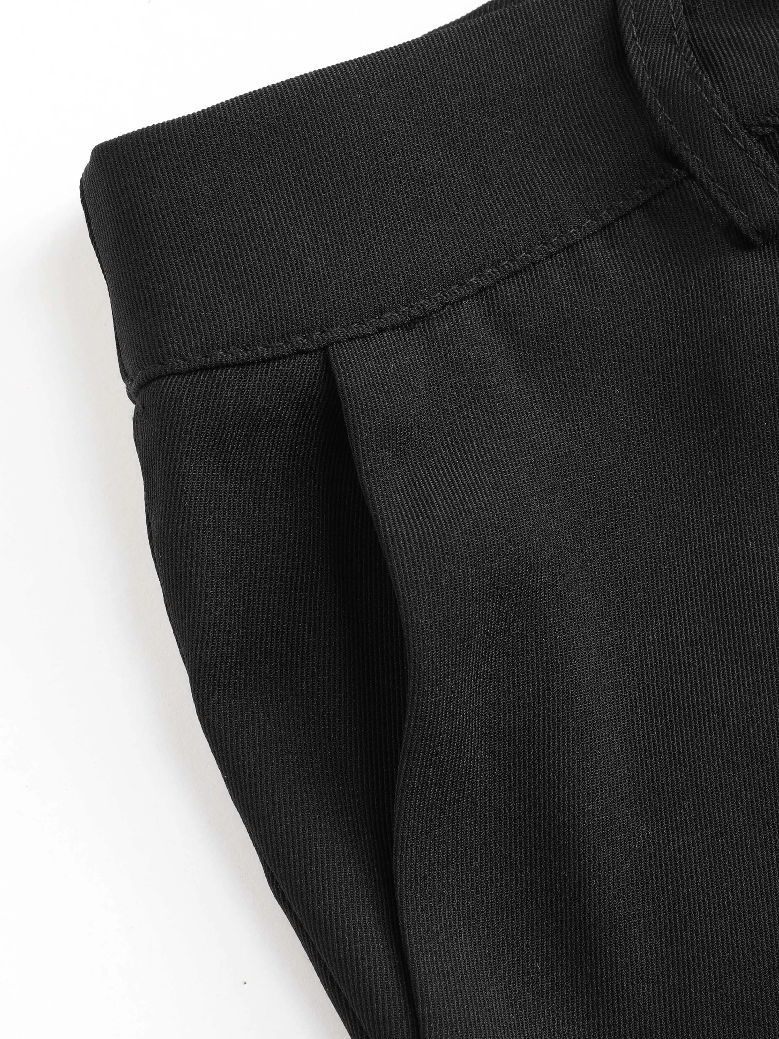 Pantalon droit plissé à taille moyenne