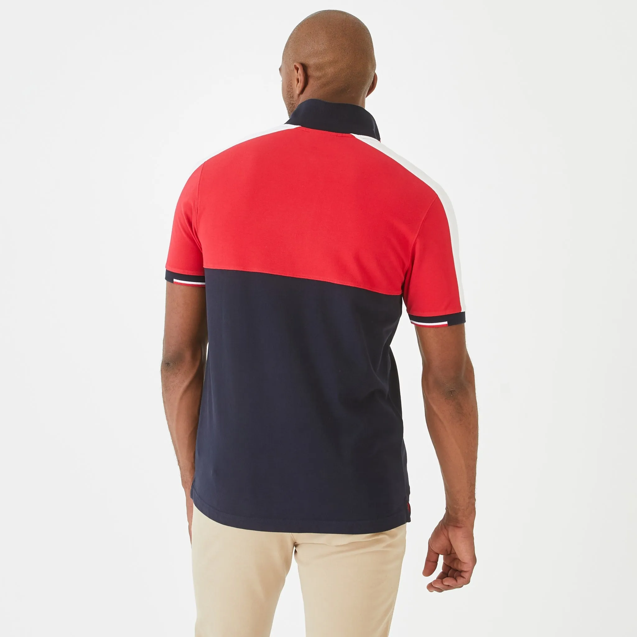 Polo color-block en coton piqué - rouge