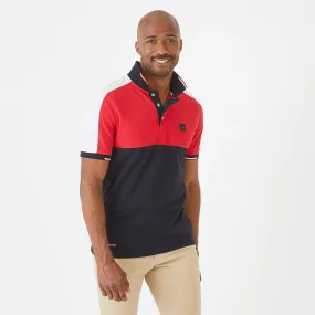 Polo color-block en coton piqué - rouge