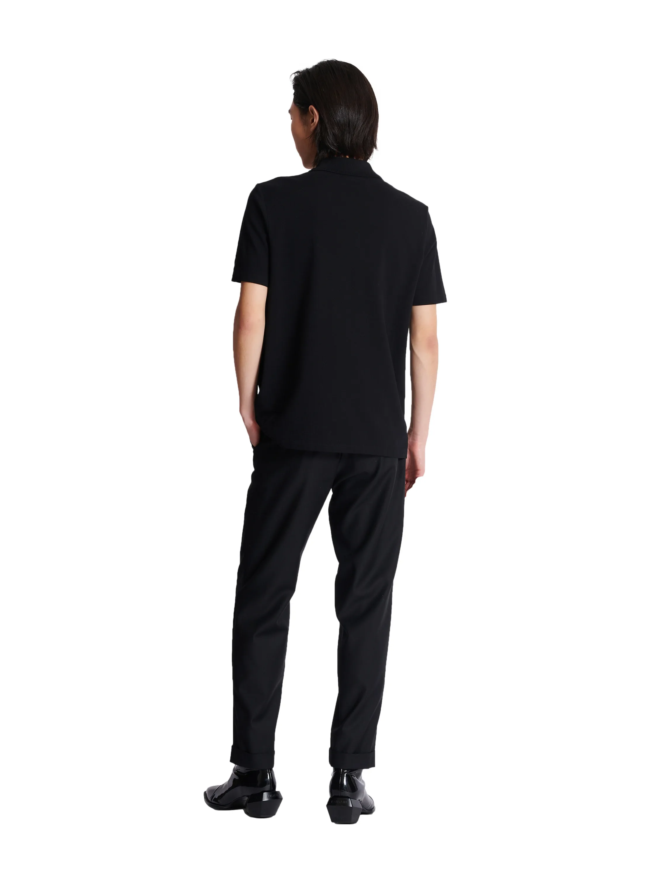 POLO à MANCHES COURTES AVEC BRODERIE BALMAIN SIGNATURE - BALMAIN pour HOMME | Printemps