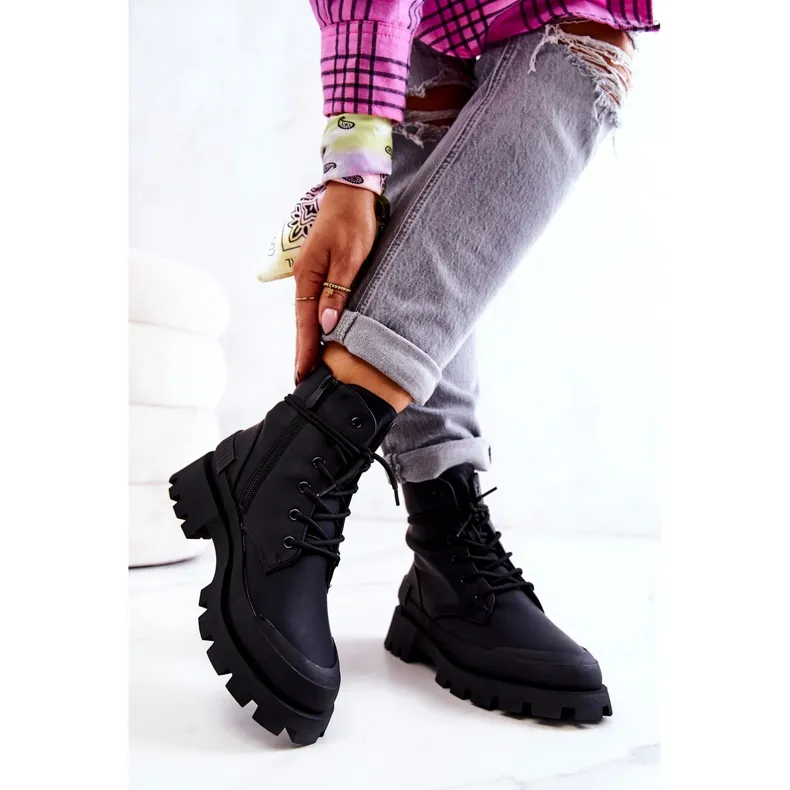 PS1 Bottes Chaudes En Cuir Attachées Noir Racquell le noir