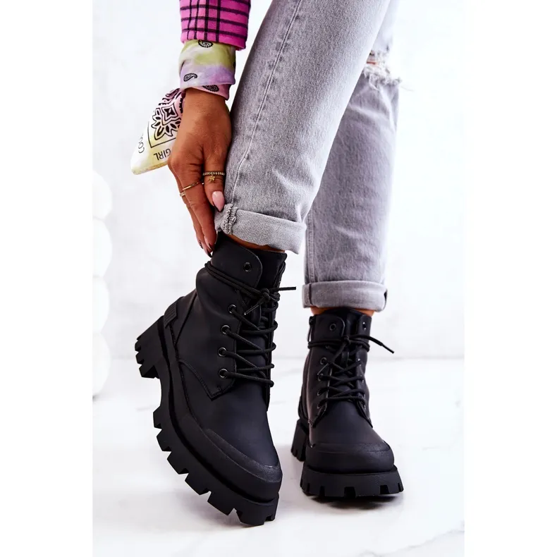 PS1 Bottes Chaudes En Cuir Attachées Noir Racquell le noir