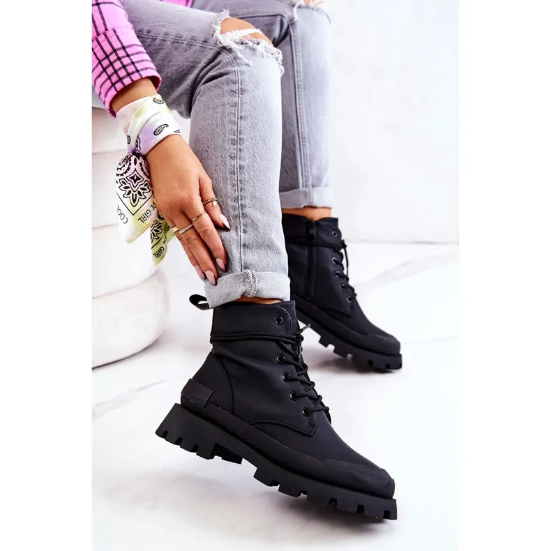 PS1 Bottes Chaudes En Cuir Attachées Noir Racquell le noir