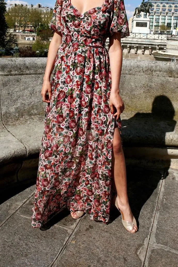 Robe longue - invitée Clémence print