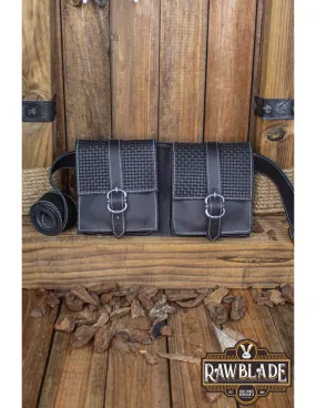 Sac ceinture double médiéval Valiant - Noir ⚔️ Boutique Épées