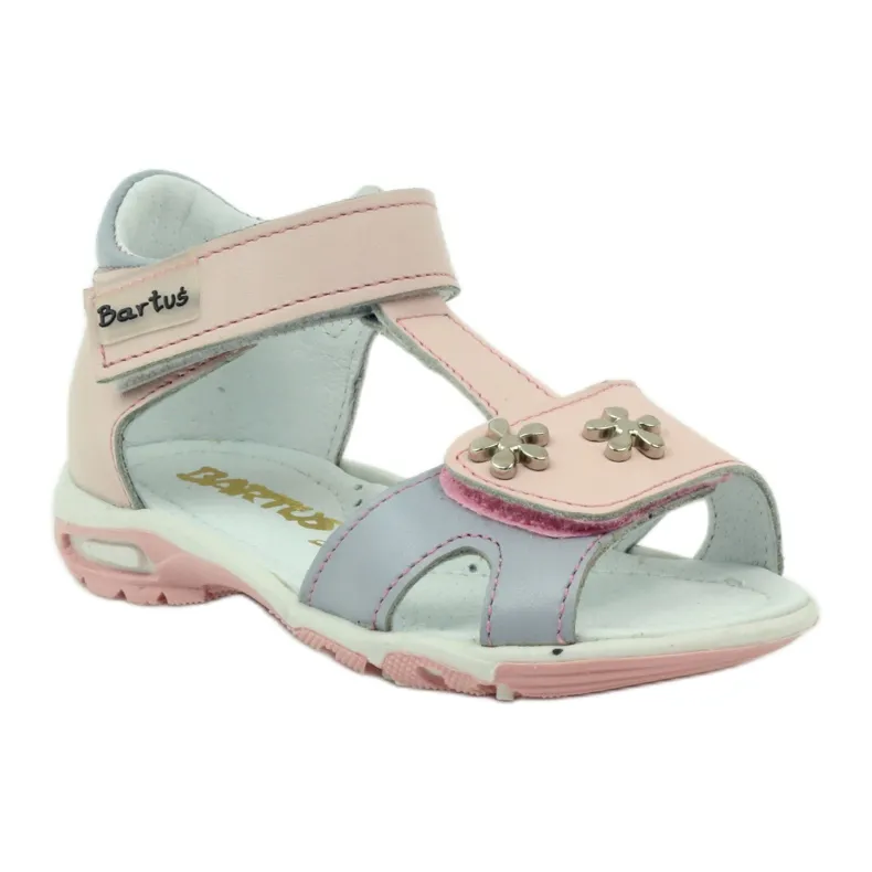 Sandales avec Velcro Bartuś 138 rose gris