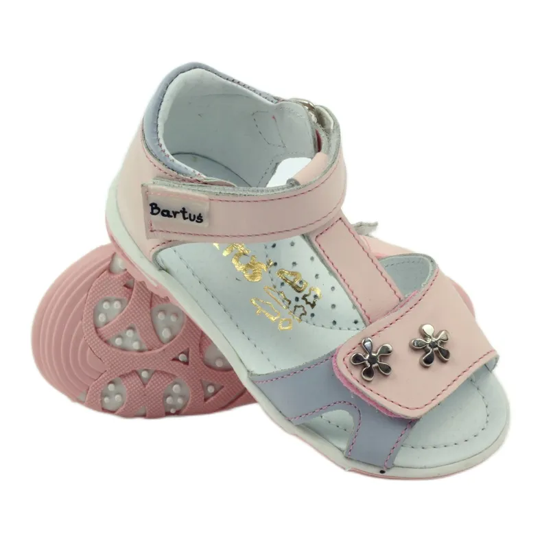 Sandales avec Velcro Bartuś 138 rose gris