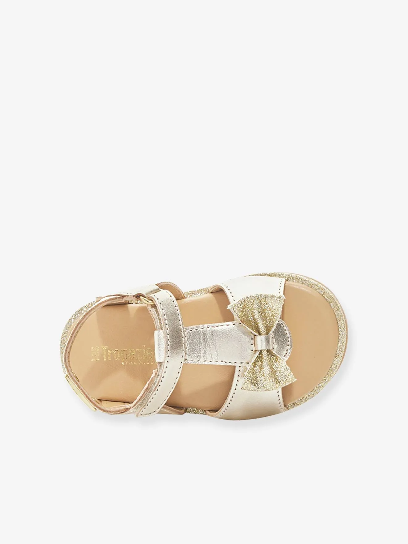 Sandales cuir bébé à scratchs Izorro LES TROPEZIENNES® PAR M. BELARBI beige doré - Les Tropéziennes