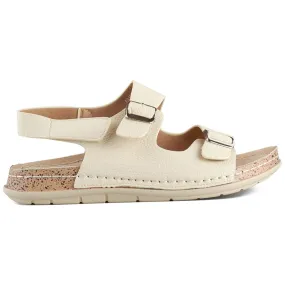 Sandales femme beiges confortables avec fermeture velcro