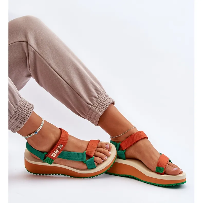 Sandales Femme Sur Plateforme Et Compensée Big Star NN274A053 Vert-Orange