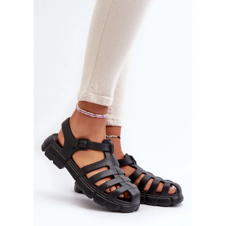 Sandales romaines en mousse pour femmes noires Gasaria le noir