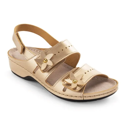 Sandales Stari détails fleurs beige