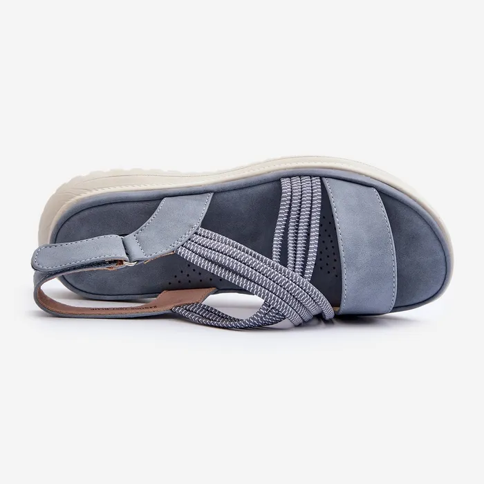 Sandales Velcro Confortables Pour Femme Bleu Eladora