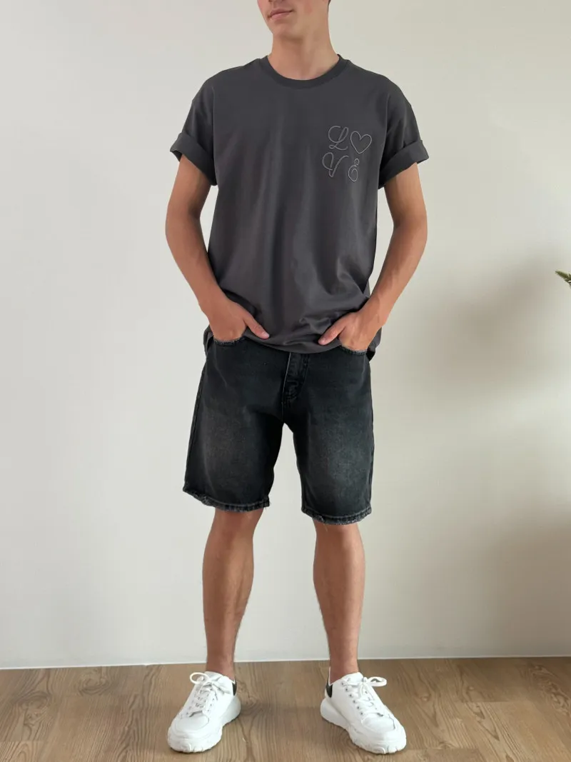 Short en jeans Léandro - Noir
