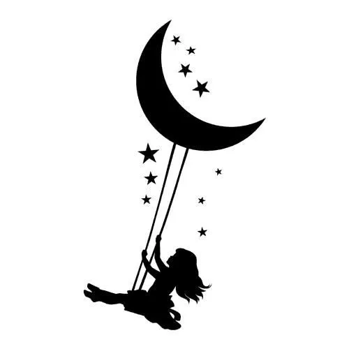 Stickers enfant lune Ref: T-MK1161 Noir 34x57 cm