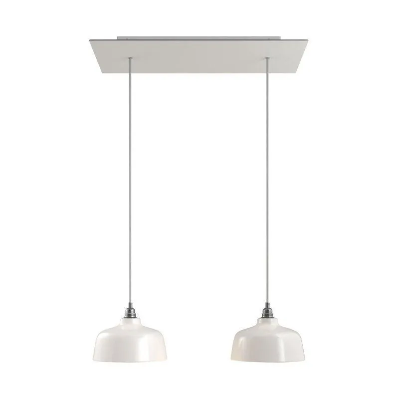 Suspension double lampes en céramique blancs