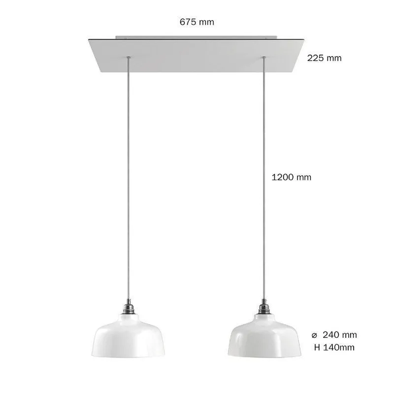 Suspension double lampes en céramique blancs