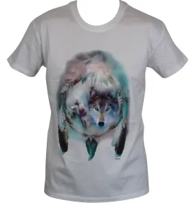 T-shirt homme manches courtes - Loups - 22037 - blanc 