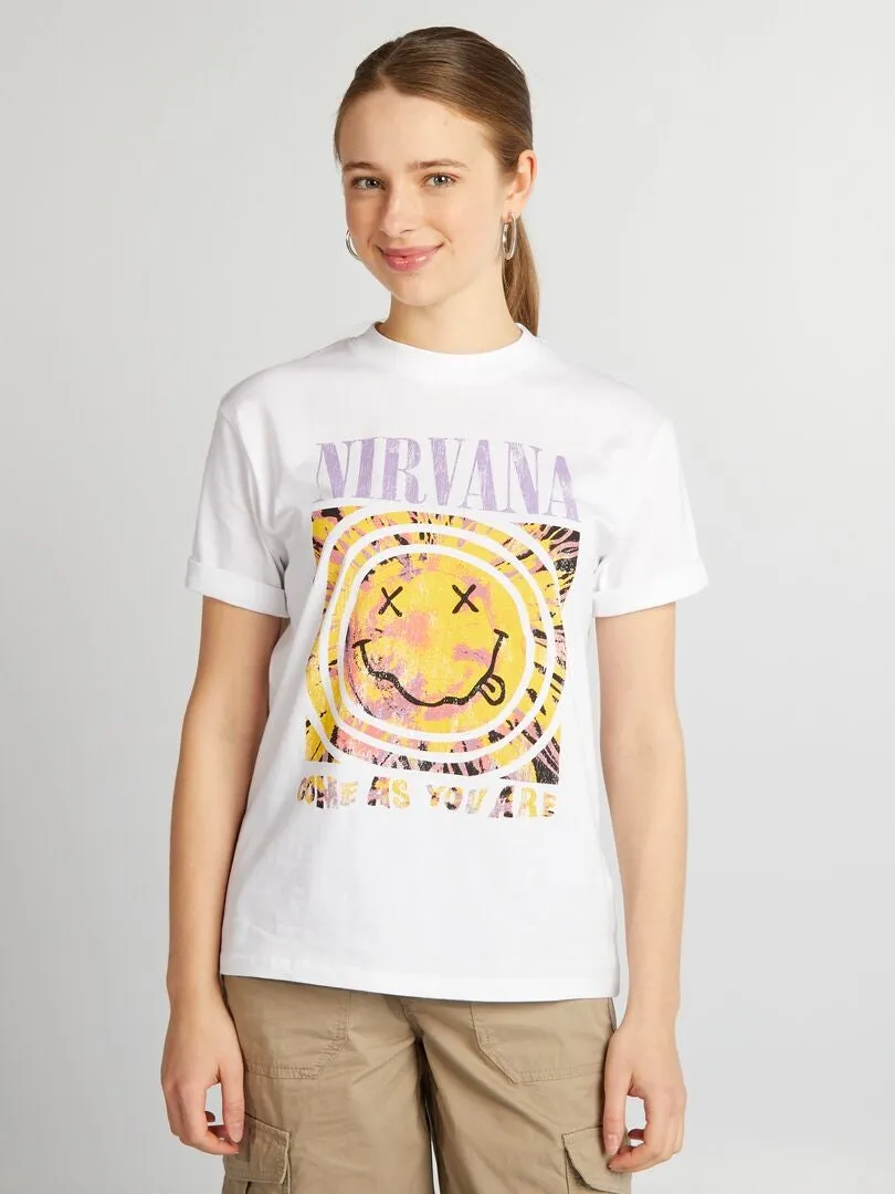 T-shirt oversize 'Nirvana' - blanc