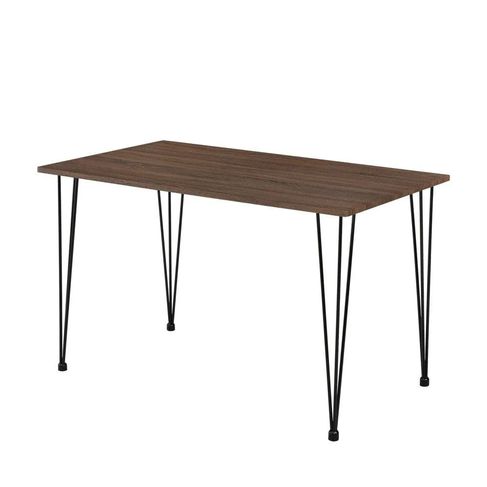 Table salle à manger aspect bois + chaise de salle à manger en kit de 4 gris