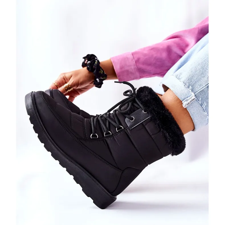 Vinceza Bottes De Neige Hautes Avec Fourrure Noir Haneta le noir