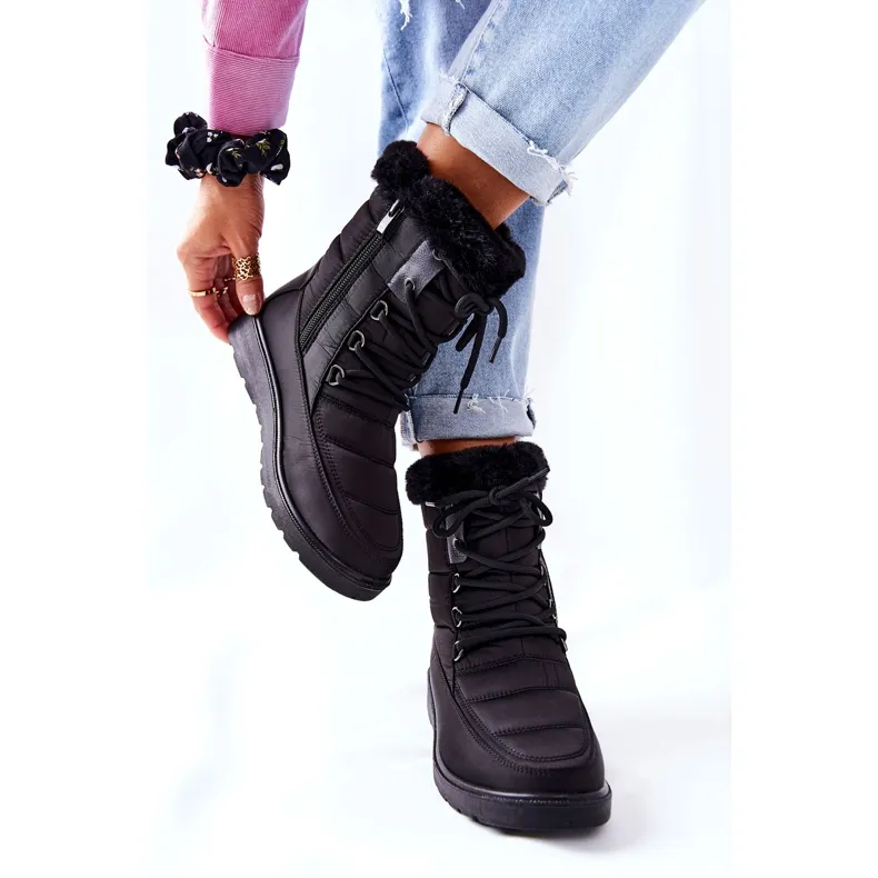 Vinceza Bottes De Neige Hautes Avec Fourrure Noir Haneta le noir