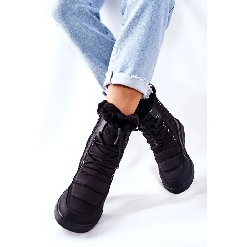 Vinceza Bottes De Neige Hautes Avec Fourrure Noir Haneta le noir