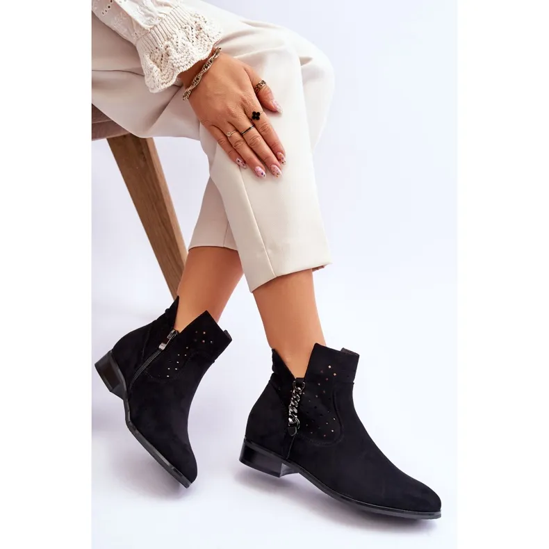 Vinceza Bottes zippées en daim pour femmes Noir Belliano le noir