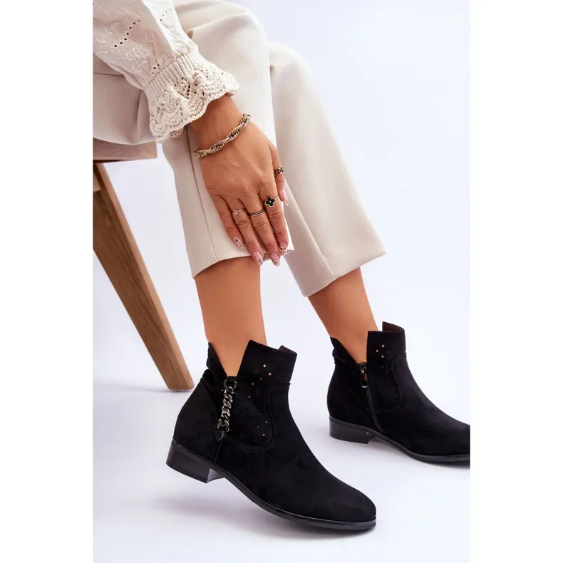 Vinceza Bottes zippées en daim pour femmes Noir Belliano le noir