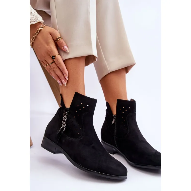 Vinceza Bottes zippées en daim pour femmes Noir Belliano le noir