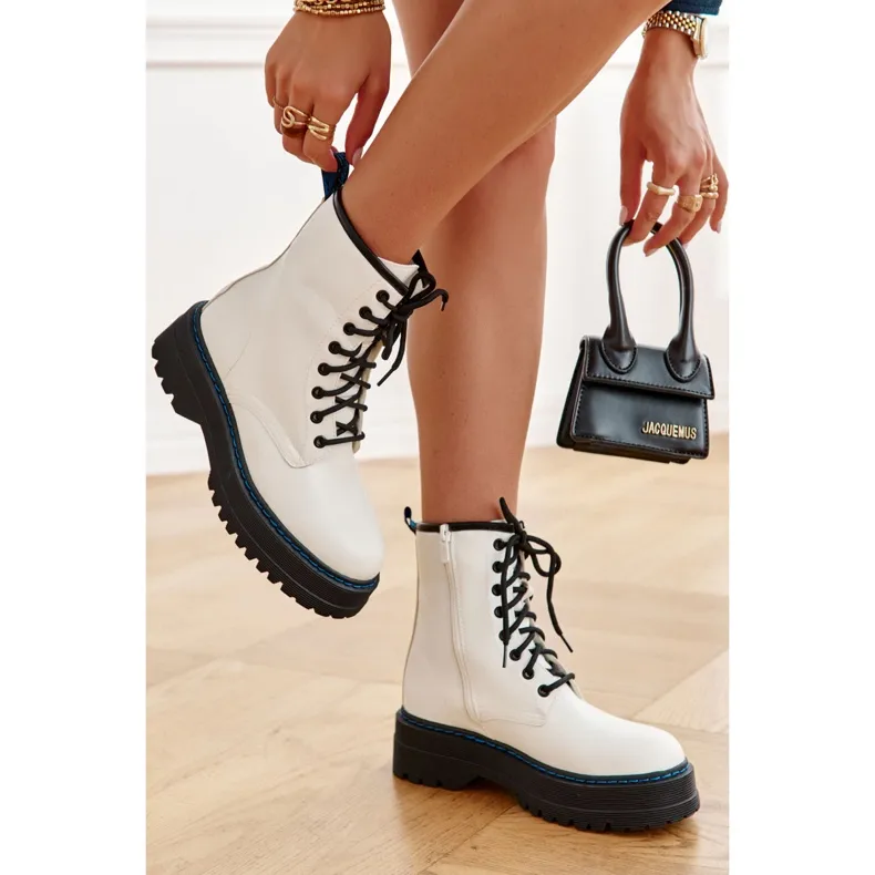 WS1 Bottes nouées pour femme Glany White Callie blanche