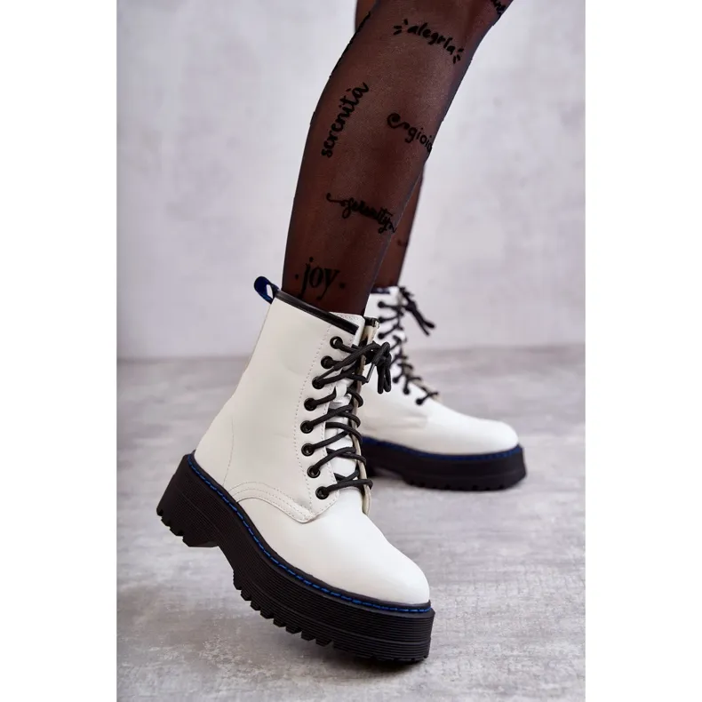 WS1 Bottes nouées pour femme Glany White Callie blanche