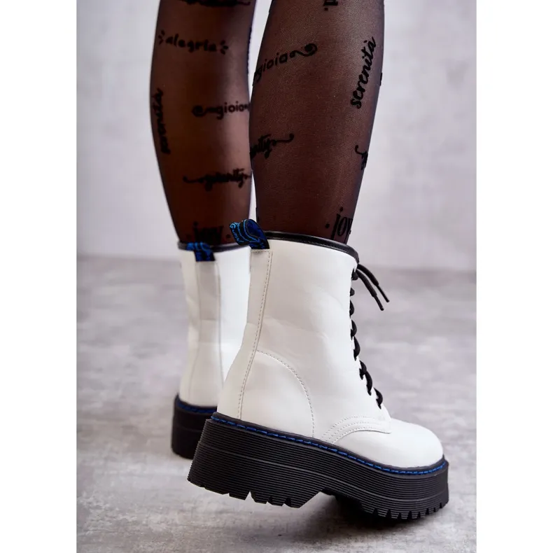 WS1 Bottes nouées pour femme Glany White Callie blanche